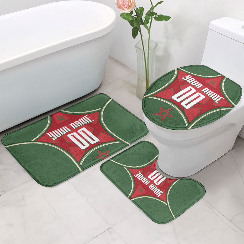 Personalized Morocco Football Atlas Lion Bathroom Set Moroccan Star National Flag