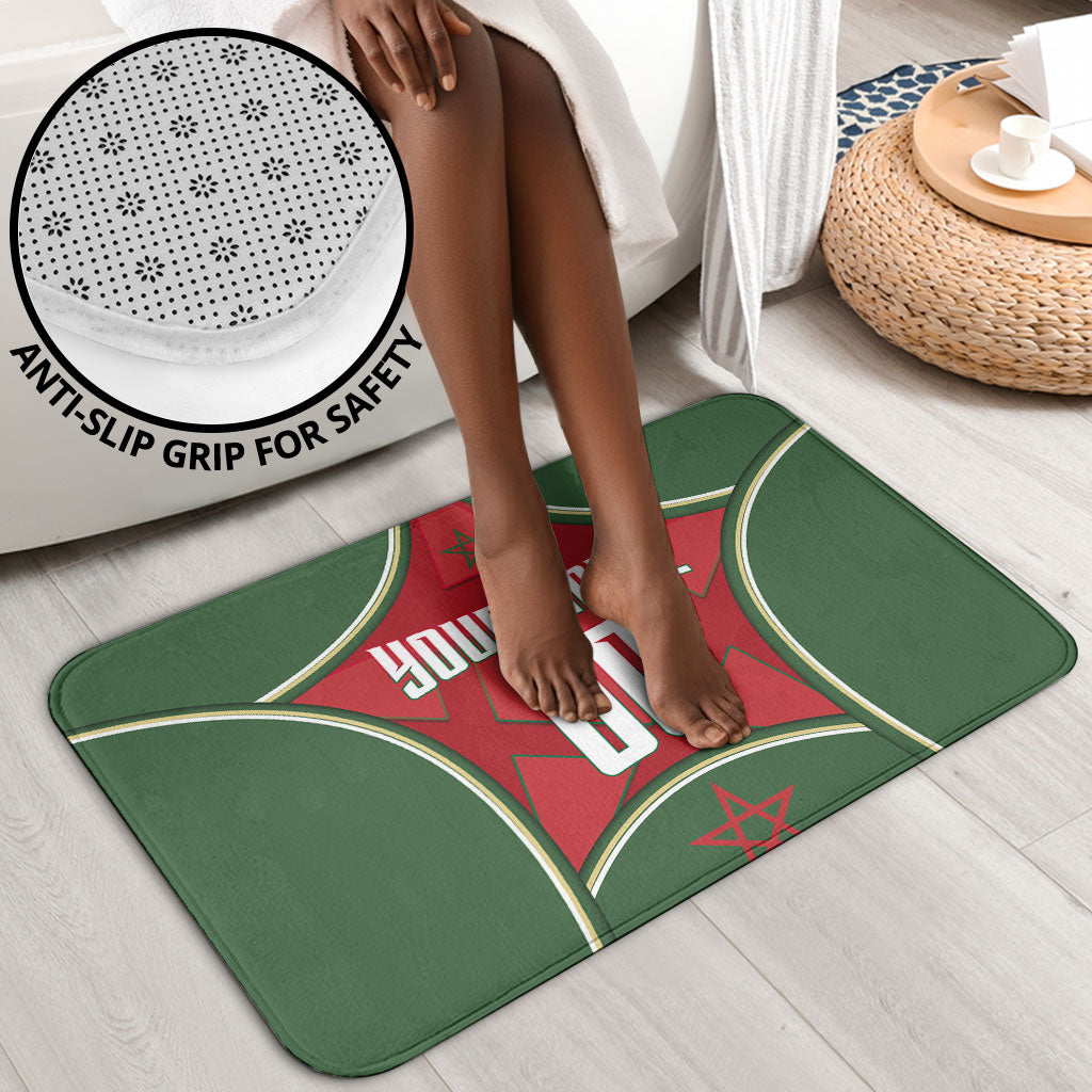 Personalized Morocco Football Atlas Lion Bathroom Set Moroccan Star National Flag
