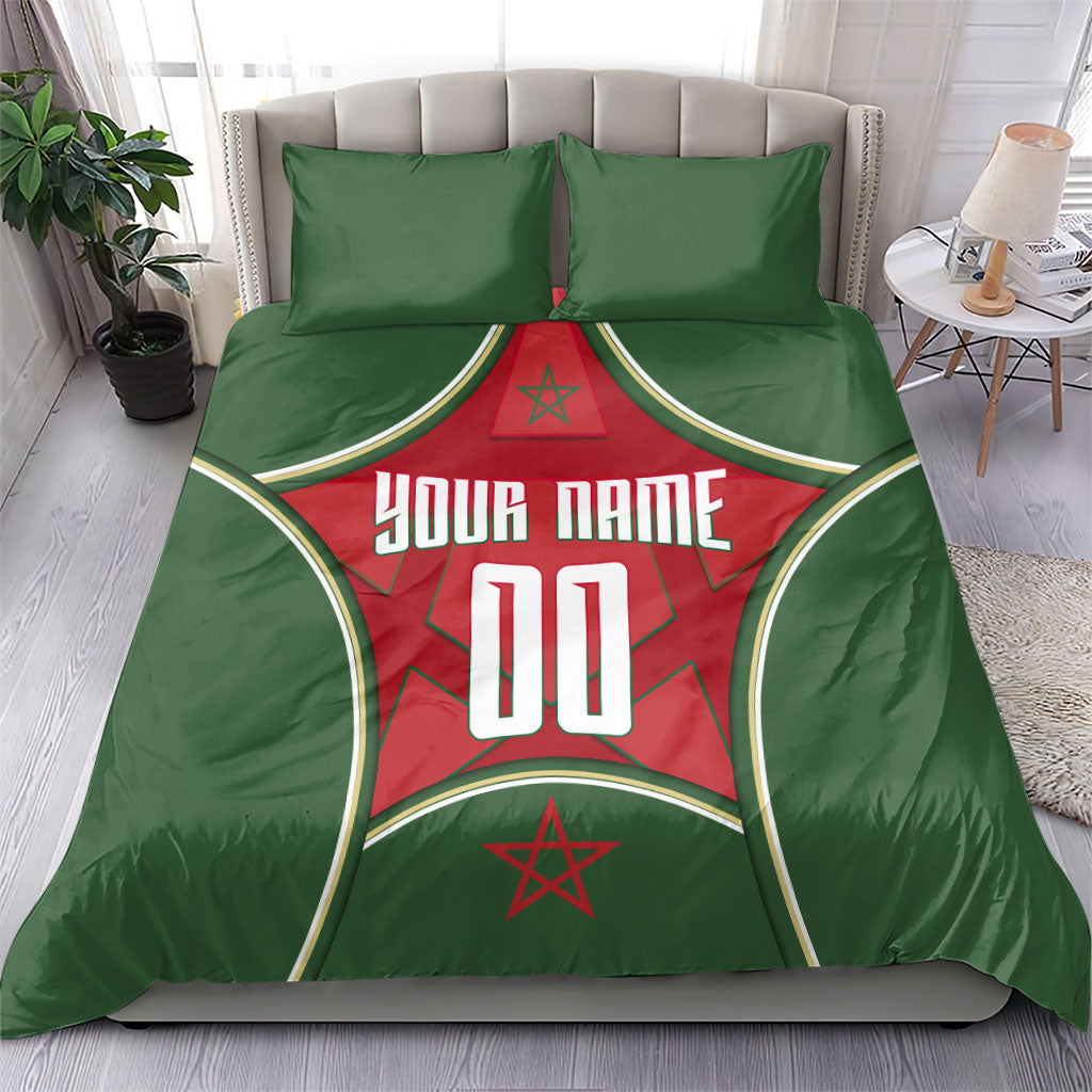 Personalized Morocco Football Atlas Lion Bedding Set Moroccan Star National Flag