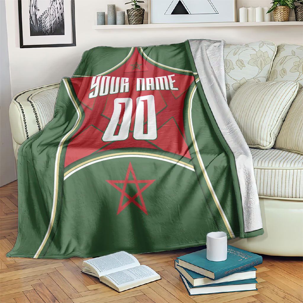 Personalized Morocco Football Atlas Lion Blanket Moroccan Star National Flag