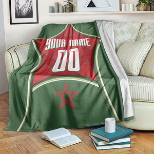 Personalized Morocco Football Atlas Lion Blanket Moroccan Star National Flag