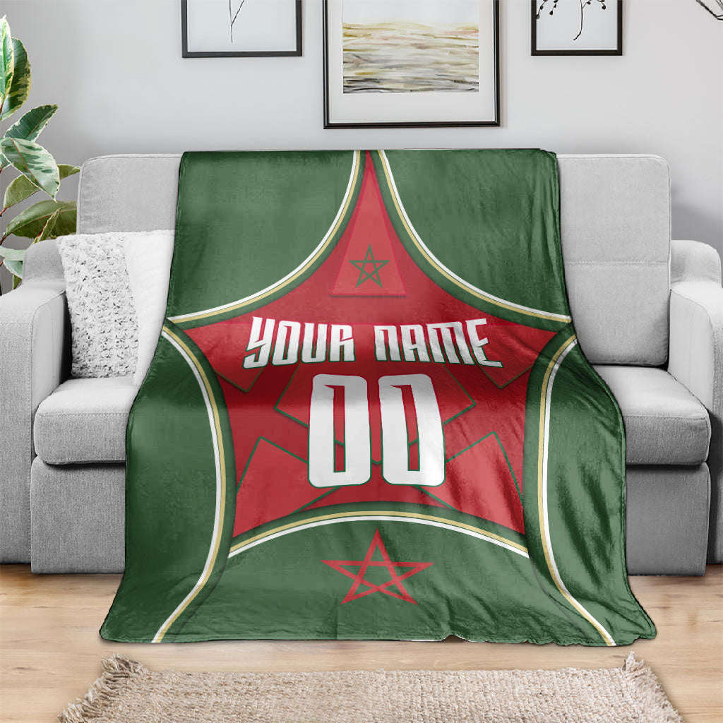 Personalized Morocco Football Atlas Lion Blanket Moroccan Star National Flag