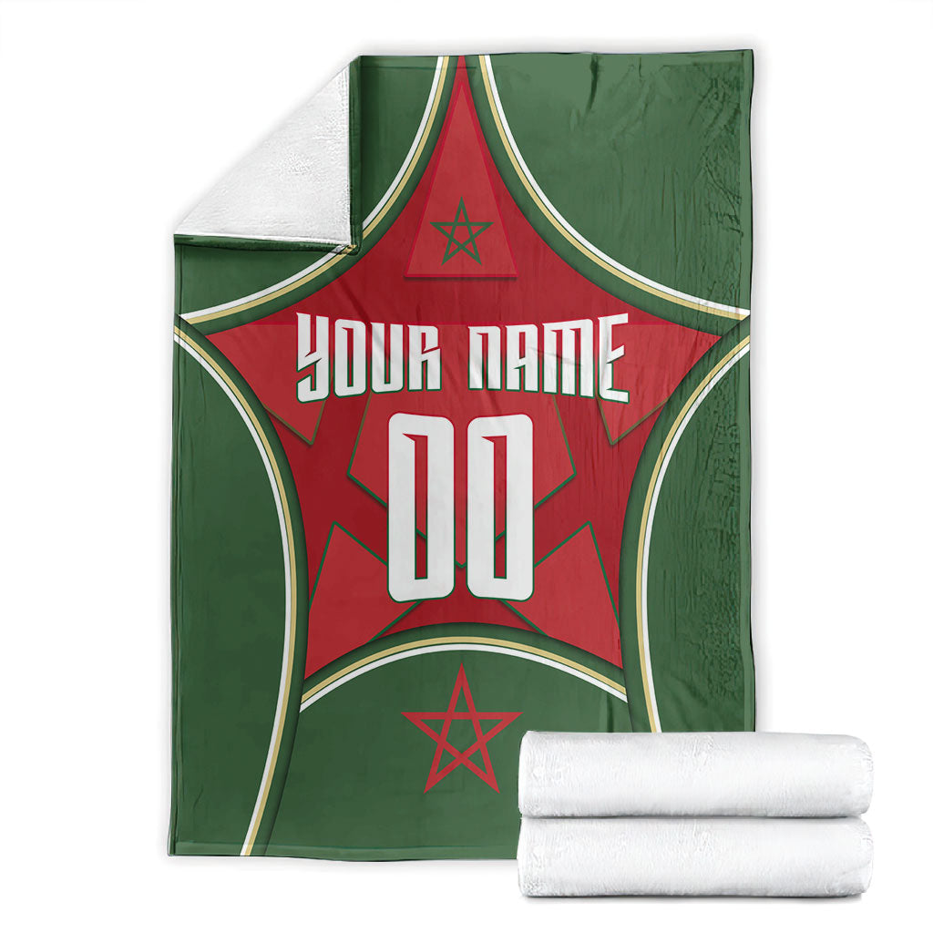 Personalized Morocco Football Atlas Lion Blanket Moroccan Star National Flag