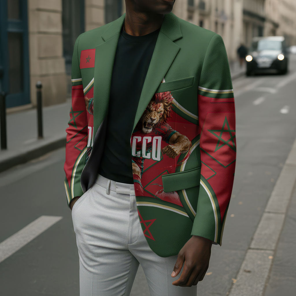 Personalized Morocco Football Atlas Lion Blazer Moroccan Star National Flag