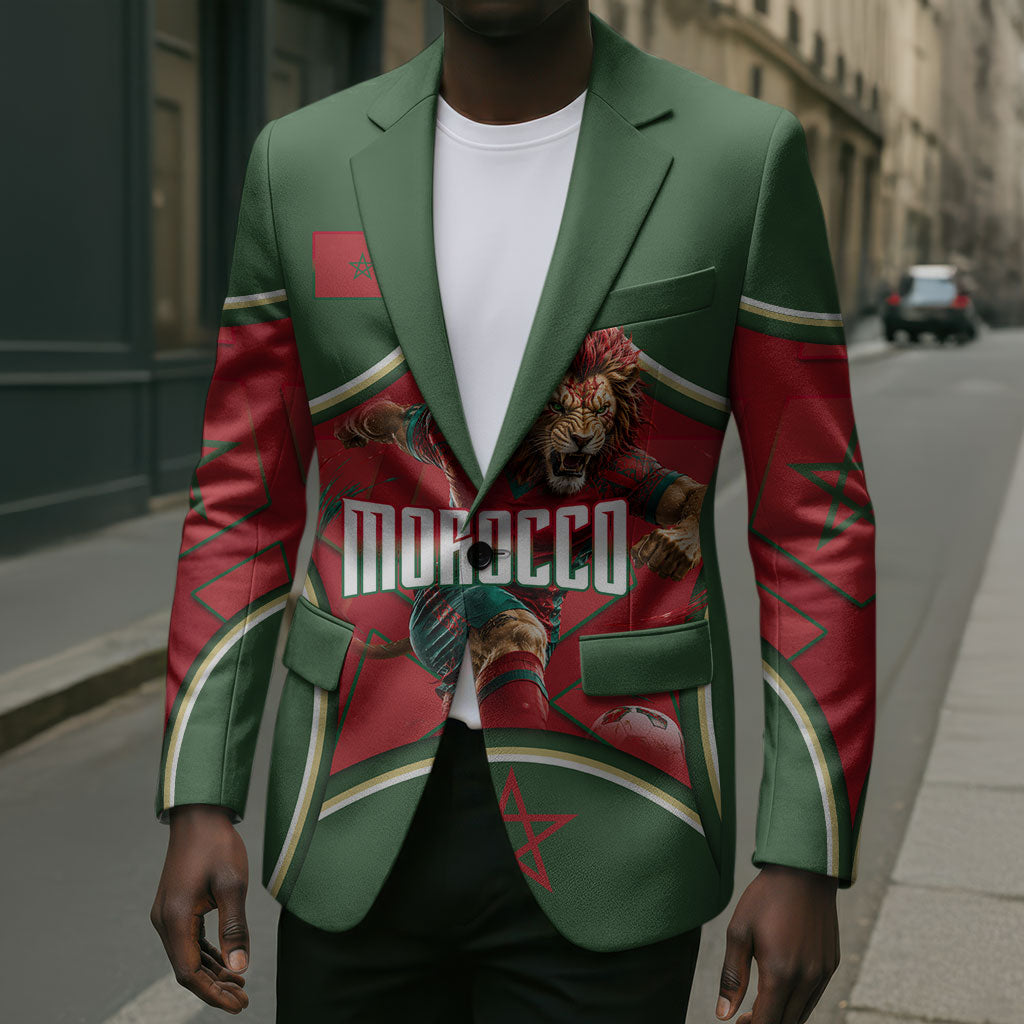 Personalized Morocco Football Atlas Lion Blazer Moroccan Star National Flag