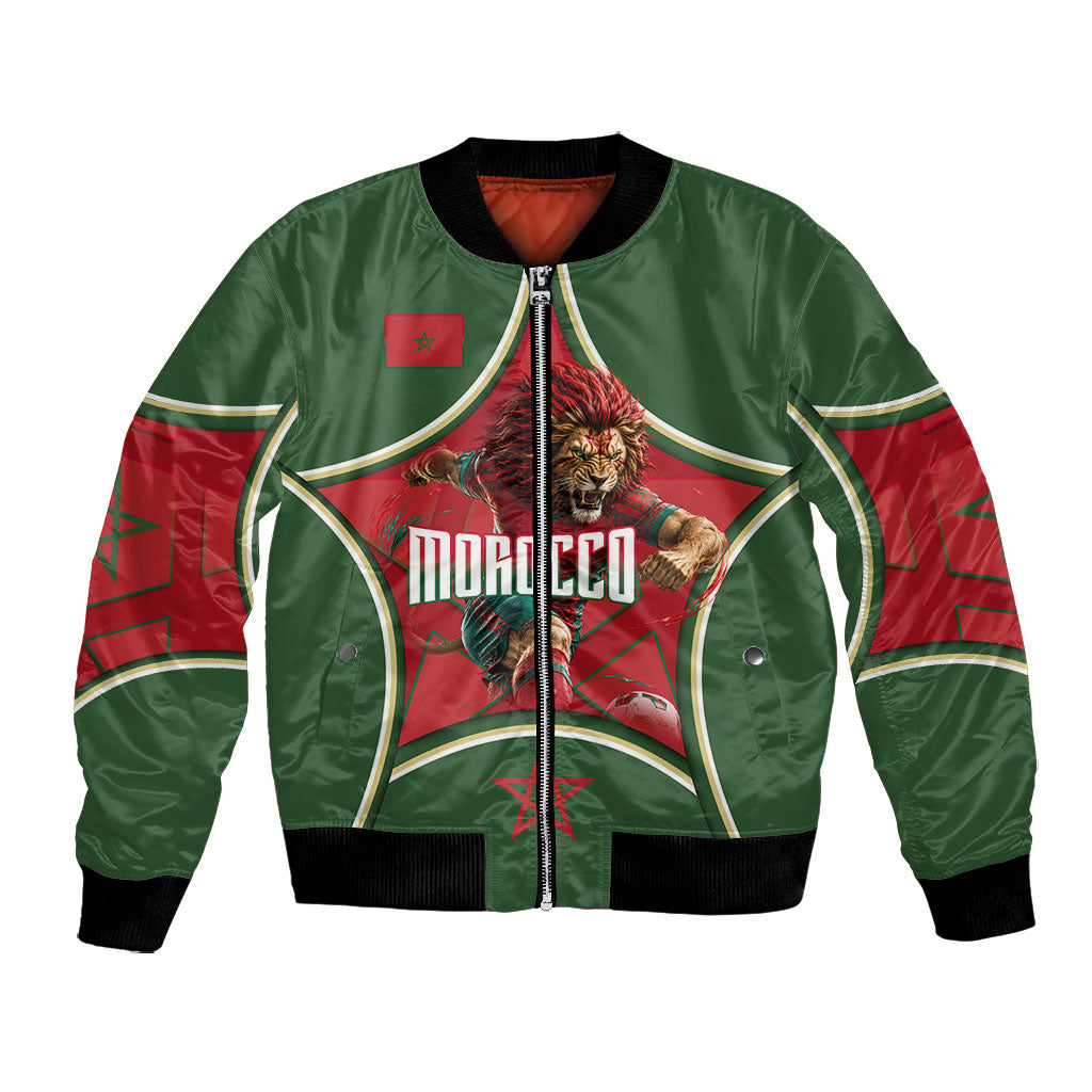 Personalized Morocco Football Atlas Lion Bomber Jacket Moroccan Star National Flag