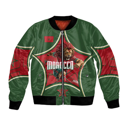 Personalized Morocco Football Atlas Lion Bomber Jacket Moroccan Star National Flag