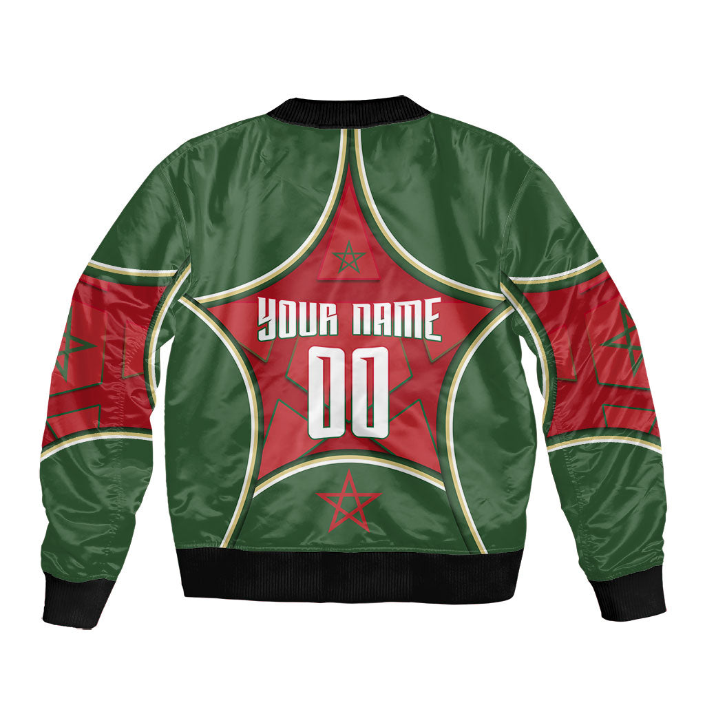 Personalized Morocco Football Atlas Lion Bomber Jacket Moroccan Star National Flag