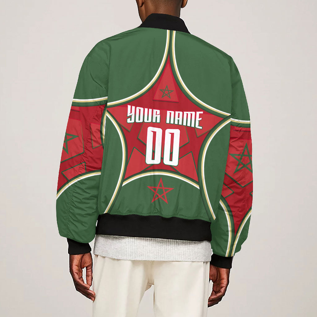 Personalized Morocco Football Atlas Lion Bomber Jacket Moroccan Star National Flag