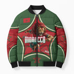 Personalized Morocco Football Atlas Lion Bomber Puffer Jacket Moroccan Star National Flag