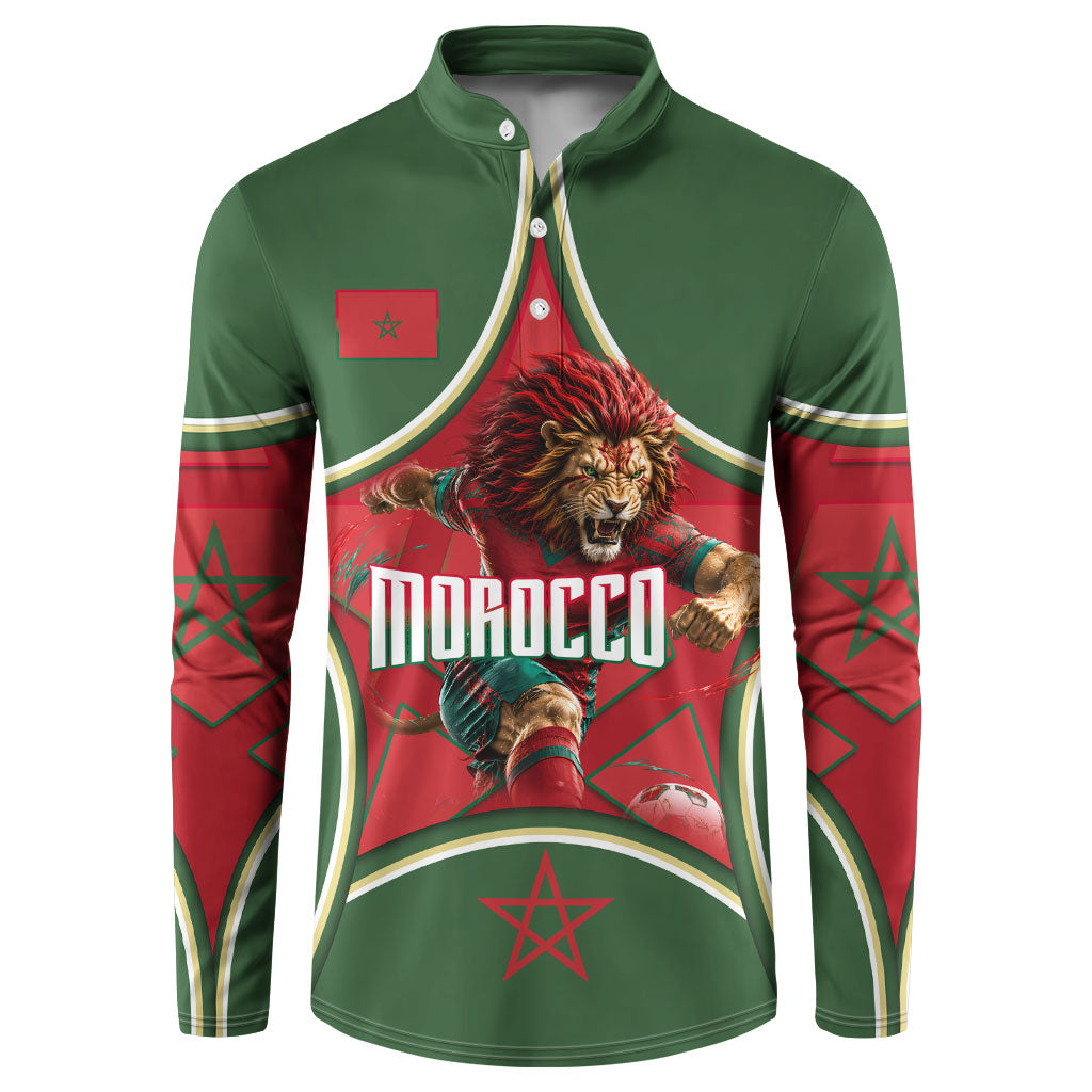 Personalized Morocco Football Atlas Lion Button Sweatshirt Moroccan Star National Flag