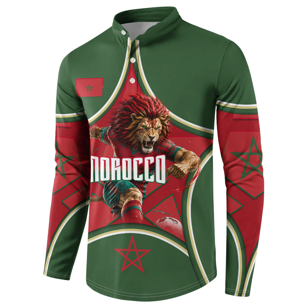 Personalized Morocco Football Atlas Lion Button Sweatshirt Moroccan Star National Flag