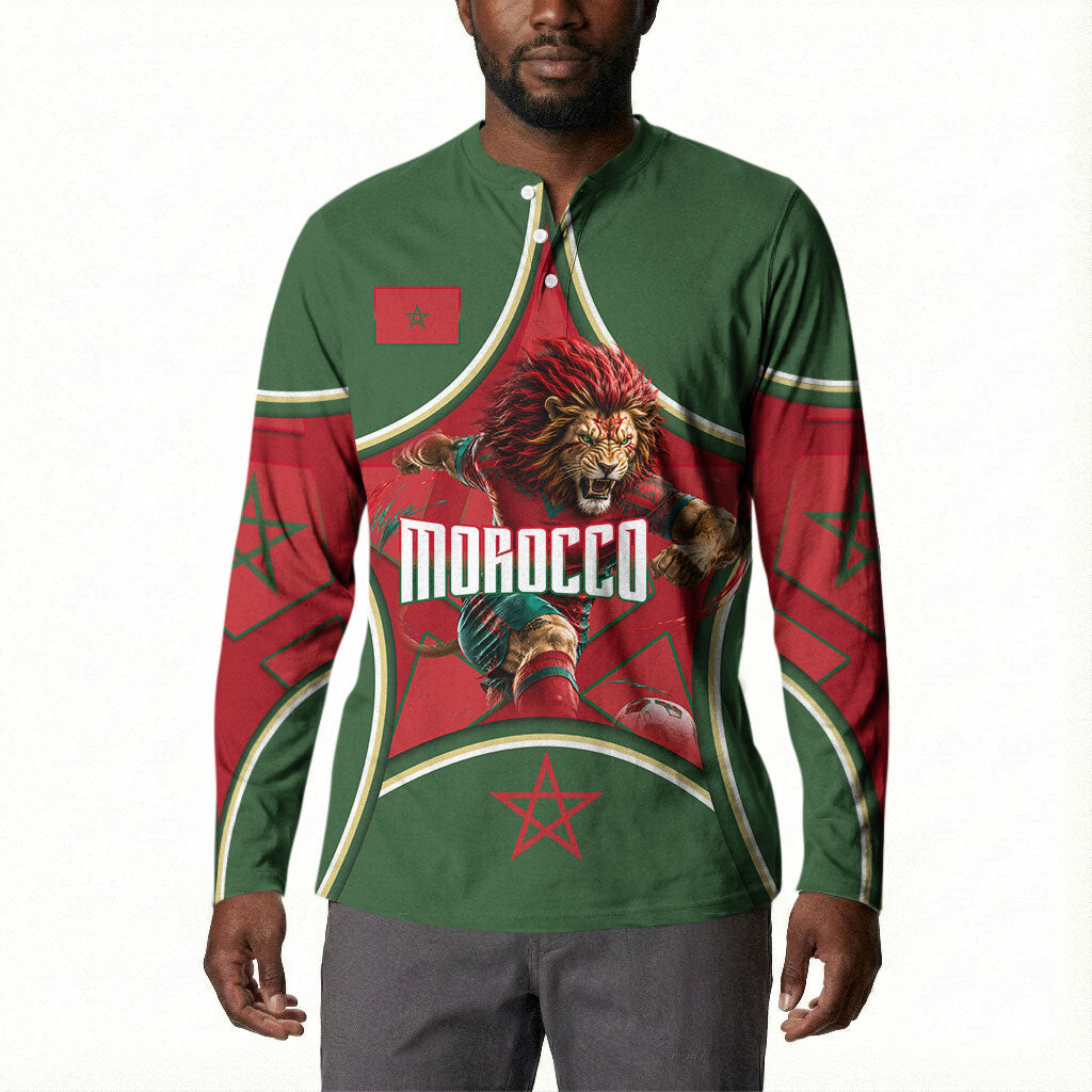 Personalized Morocco Football Atlas Lion Button Sweatshirt Moroccan Star National Flag