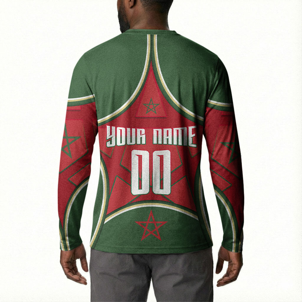 Personalized Morocco Football Atlas Lion Button Sweatshirt Moroccan Star National Flag