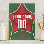 Personalized Morocco Football Atlas Lion Canvas Wall Art Moroccan Star National Flag