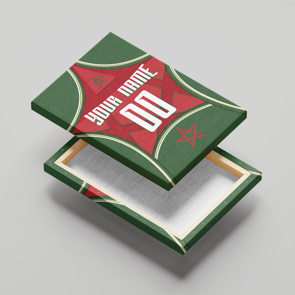 Personalized Morocco Football Atlas Lion Canvas Wall Art Moroccan Star National Flag