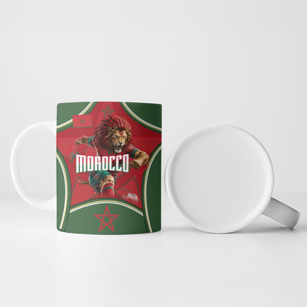 Personalized Morocco Football Atlas Lion Ceramic Mug Moroccan Star National Flag