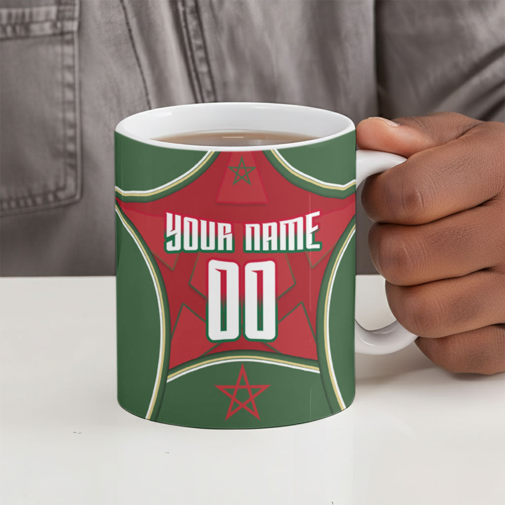 Personalized Morocco Football Atlas Lion Ceramic Mug Moroccan Star National Flag
