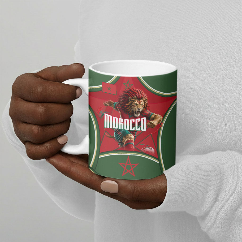 Personalized Morocco Football Atlas Lion Ceramic Mug Moroccan Star National Flag