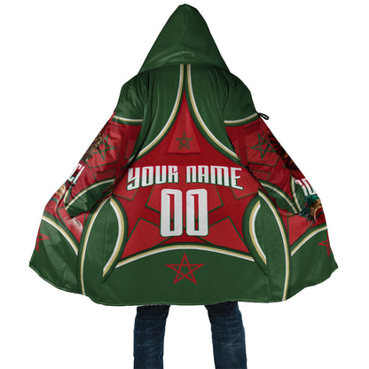 Personalized Morocco Football Atlas Lion Cloak Moroccan Star National Flag