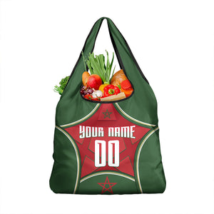 Personalized Morocco Football Atlas Lion Grocery Bag Moroccan Star National Flag