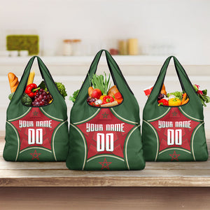 Personalized Morocco Football Atlas Lion Grocery Bag Moroccan Star National Flag