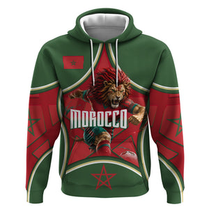 Personalized Morocco Football Atlas Lion Hoodie Moroccan Star National Flag