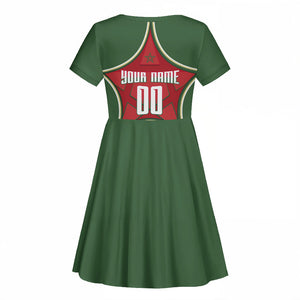 Personalized Morocco Football Atlas Lion Kid Short Sleeve Dress Moroccan Star National Flag