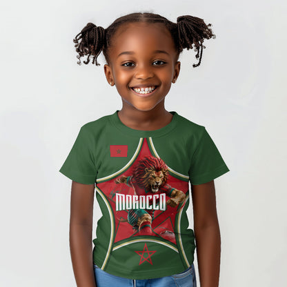 Personalized Morocco Football Atlas Lion Kid T shirt Moroccan Star National Flag