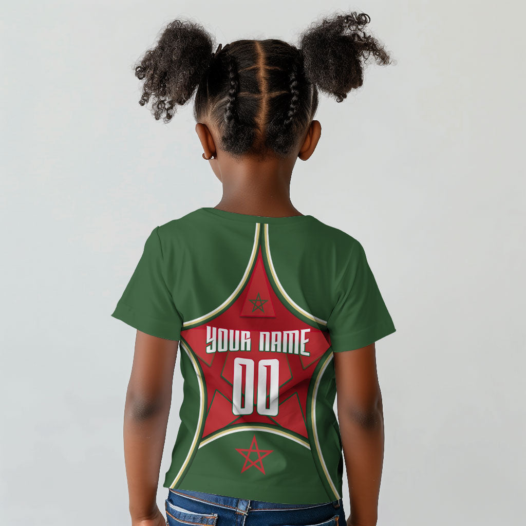Personalized Morocco Football Atlas Lion Kid T shirt Moroccan Star National Flag