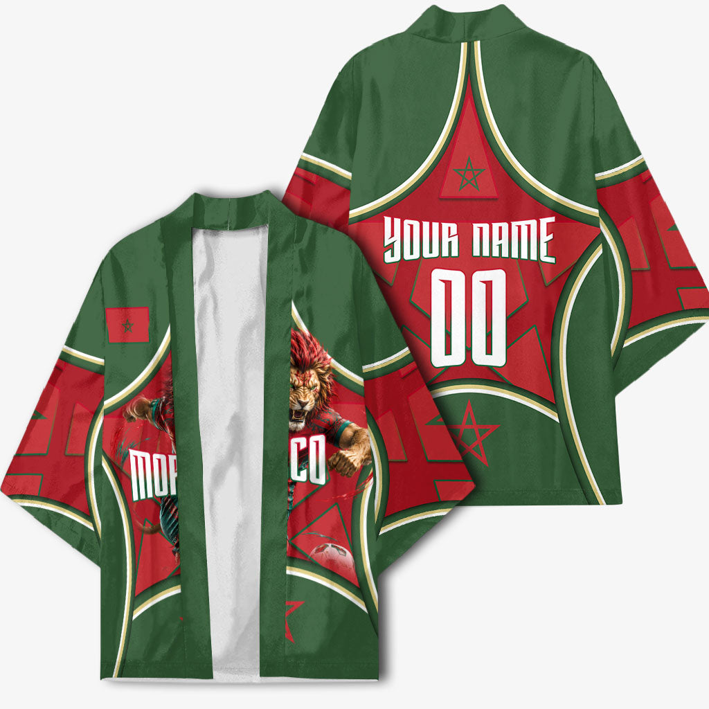 Personalized Morocco Football Atlas Lion Kimono Moroccan Star National Flag