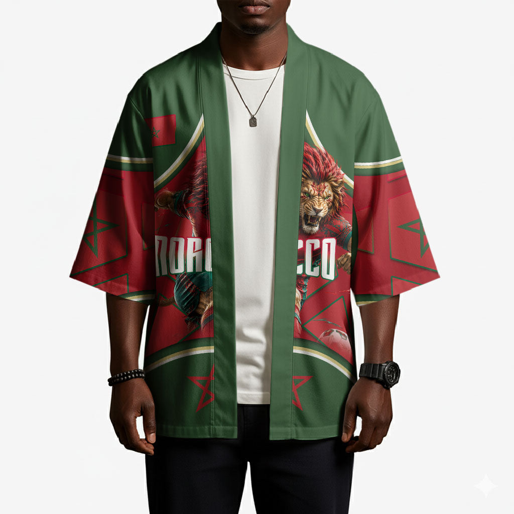 Personalized Morocco Football Atlas Lion Kimono Moroccan Star National Flag