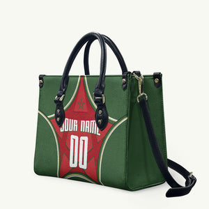 Personalized Morocco Football Atlas Lion Leather Bag Moroccan Star National Flag