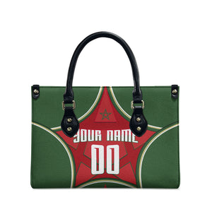 Personalized Morocco Football Atlas Lion Leather Bag Moroccan Star National Flag
