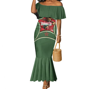 Personalized Morocco Football Atlas Lion Mermaid Dress Moroccan Star National Flag