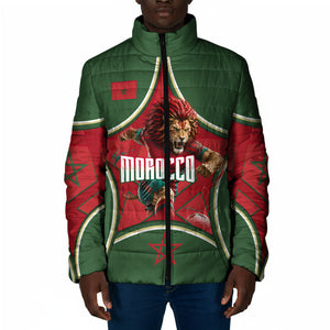 Personalized Morocco Football Atlas Lion Padded Jacket Moroccan Star National Flag