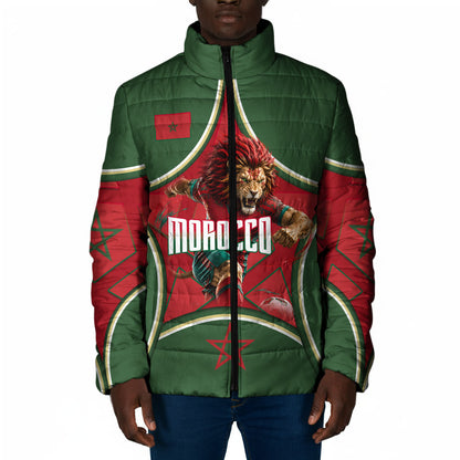 Personalized Morocco Football Atlas Lion Padded Jacket Moroccan Star National Flag