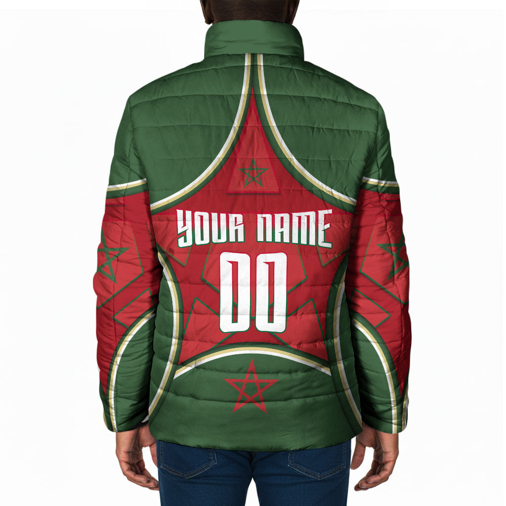 Personalized Morocco Football Atlas Lion Padded Jacket Moroccan Star National Flag