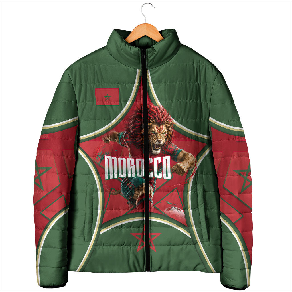 Personalized Morocco Football Atlas Lion Padded Jacket Moroccan Star National Flag