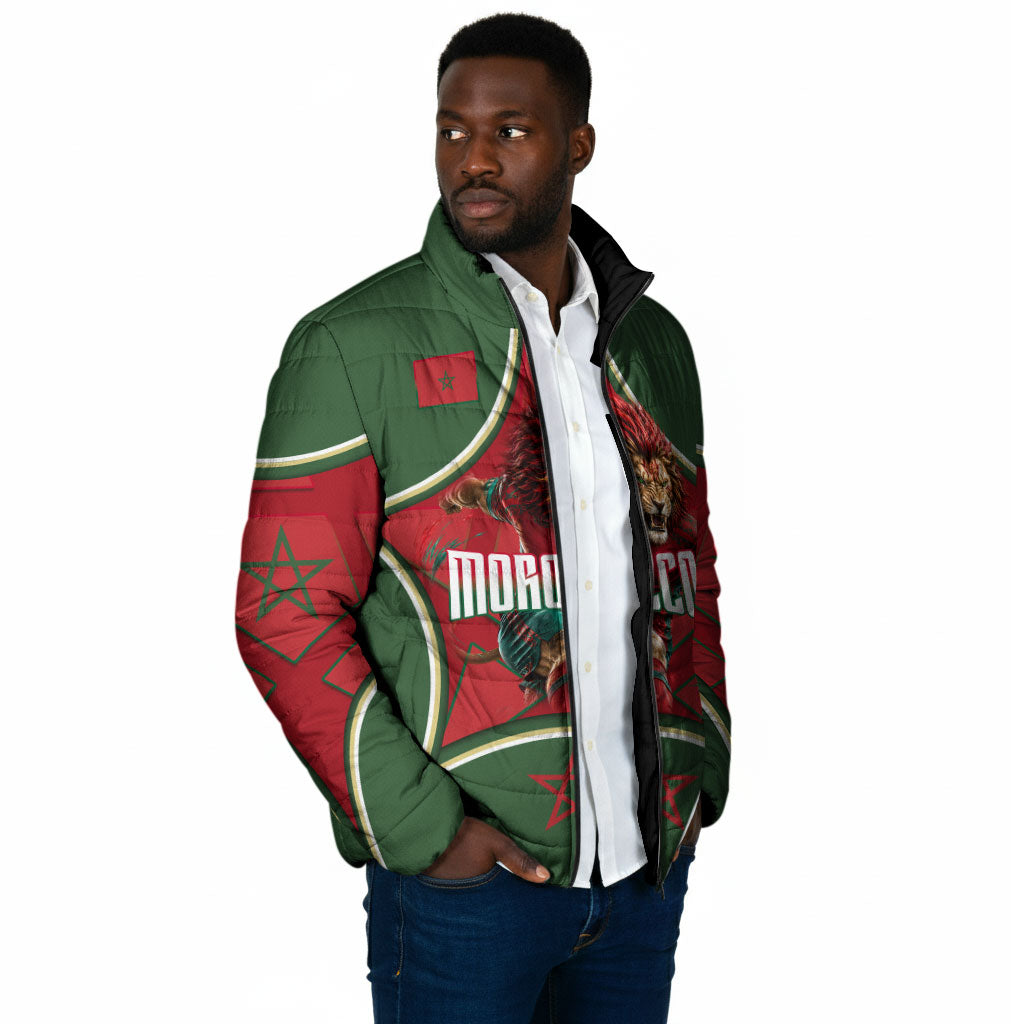 Personalized Morocco Football Atlas Lion Padded Jacket Moroccan Star National Flag