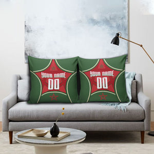 Personalized Morocco Football Atlas Lion Pillow Cover Moroccan Star National Flag