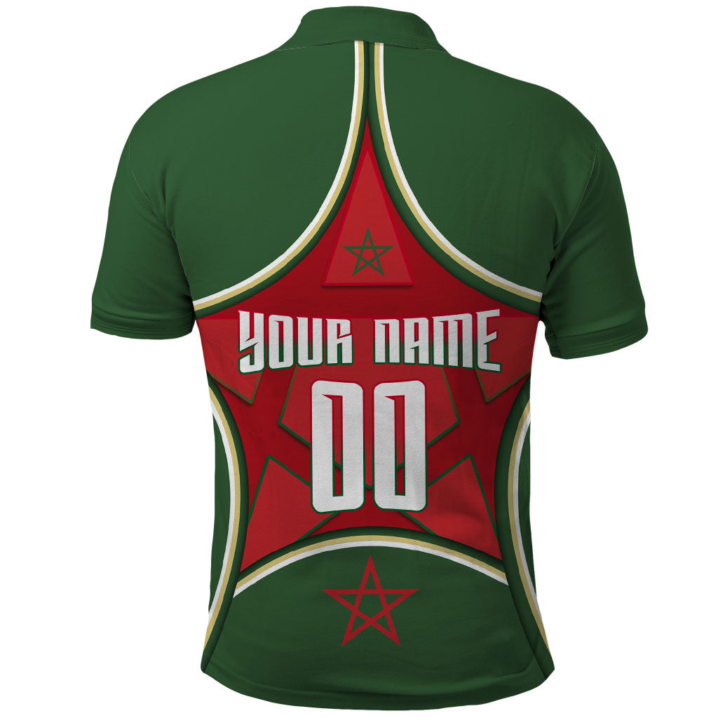 Personalized Morocco Football Atlas Lion Polo Shirt Moroccan Star National Flag