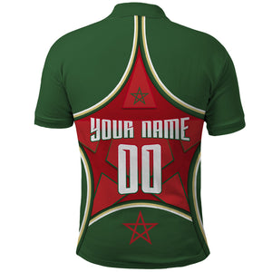 Personalized Morocco Football Atlas Lion Polo Shirt Moroccan Star National Flag