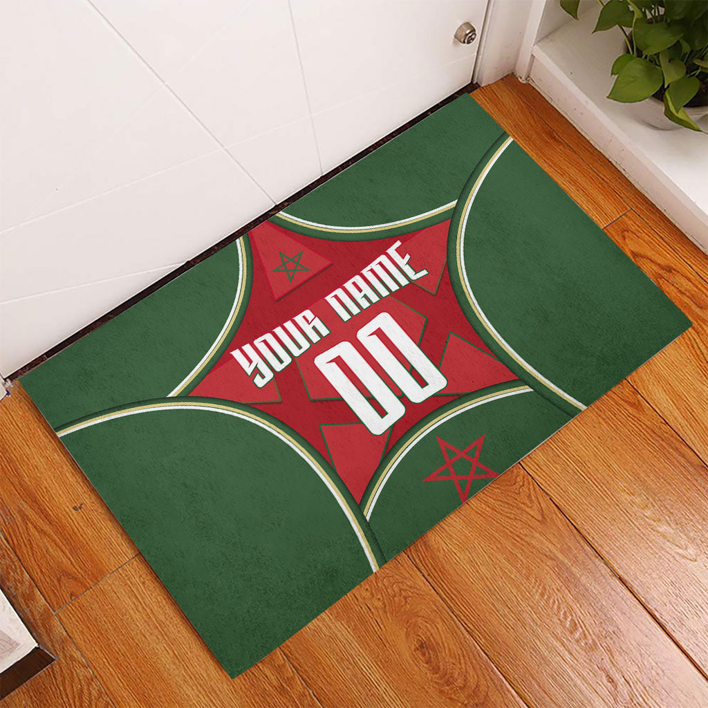 Personalized Morocco Football Atlas Lion Rubber Doormat Moroccan Star National Flag