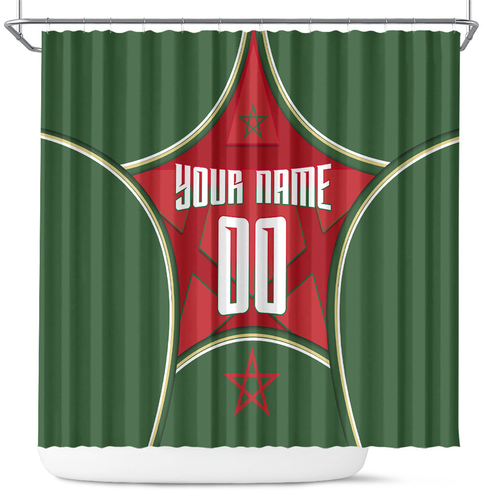 Personalized Morocco Football Atlas Lion Shower Curtain Moroccan Star National Flag