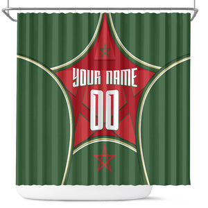 Personalized Morocco Football Atlas Lion Shower Curtain Moroccan Star National Flag