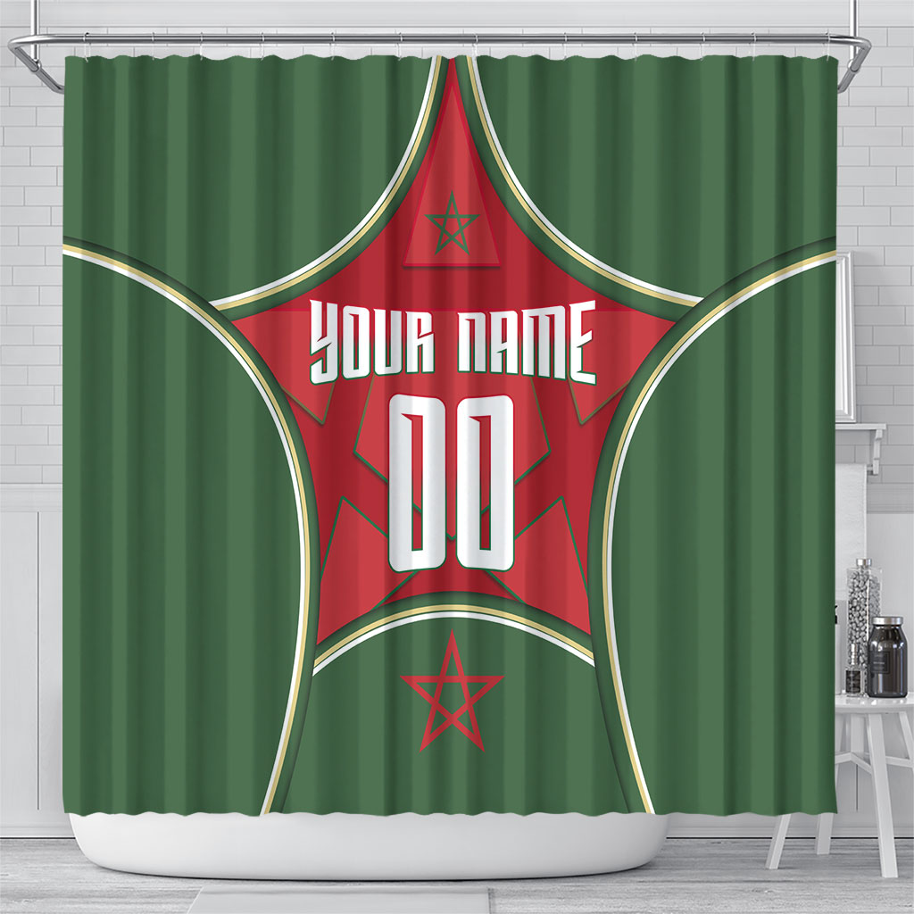 Personalized Morocco Football Atlas Lion Shower Curtain Moroccan Star National Flag