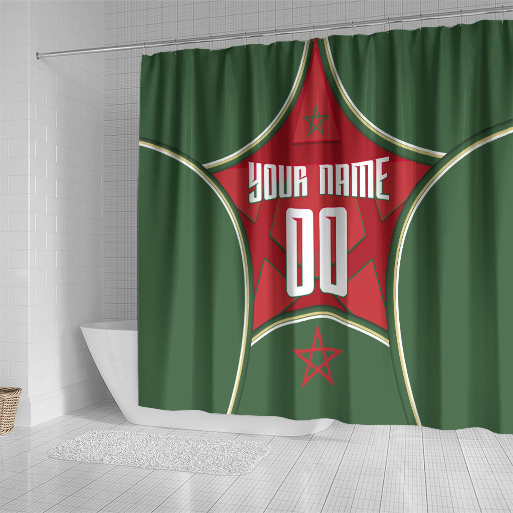 Personalized Morocco Football Atlas Lion Shower Curtain Moroccan Star National Flag