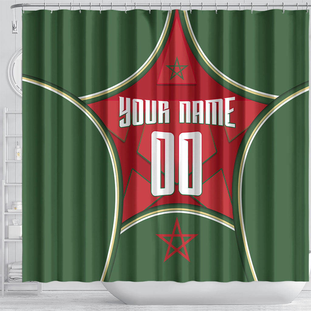 Personalized Morocco Football Atlas Lion Shower Curtain Moroccan Star National Flag