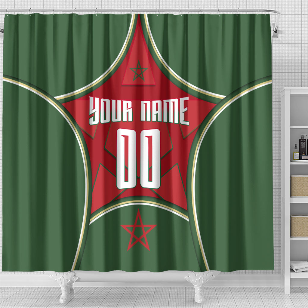 Personalized Morocco Football Atlas Lion Shower Curtain Moroccan Star National Flag